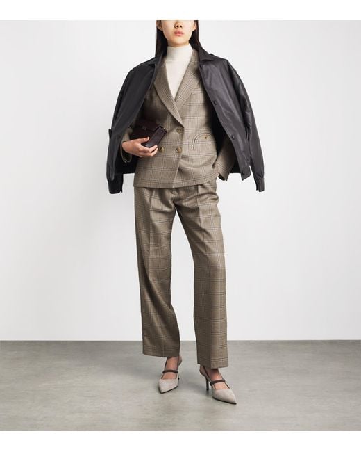 Blazé Milano Gray Virgin Wool Check Fox Tailored Trousers