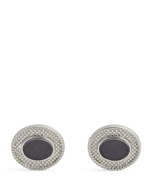 Tateossian Gray Sterling Silver And Hematite Cufflinks for men