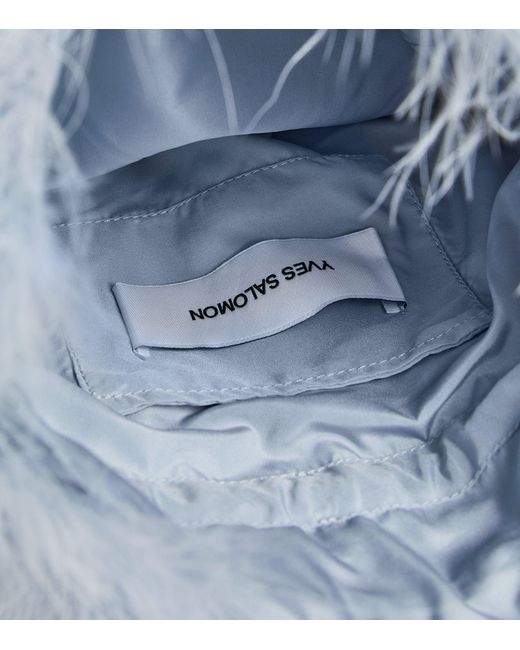 Yves Salomon Blue Mini Feather Top-handle Bag