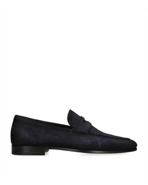 Magnanni Shoes Black Suede Diezma Loafers for men