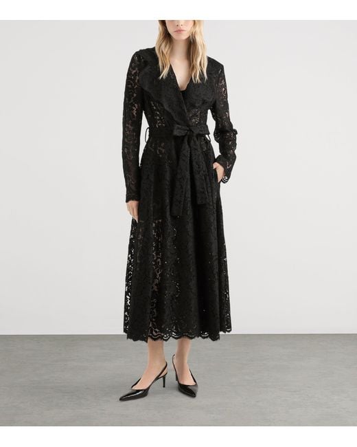 Dolce & Gabbana Black Lace Wrap Coat