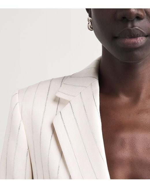 Sandro White Sequinned Stripe Blazer