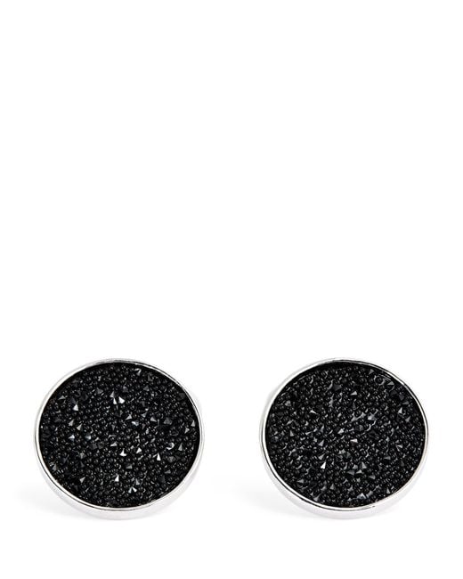 Babette Wasserman Black Rhodium-Plated Moondust Round Cufflinks for men