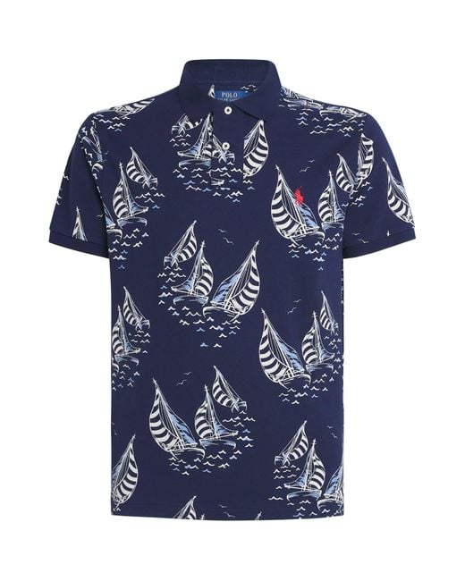 Polo Ralph Lauren Blue Cotton-Mesh Sailboat Polo Shirt for men