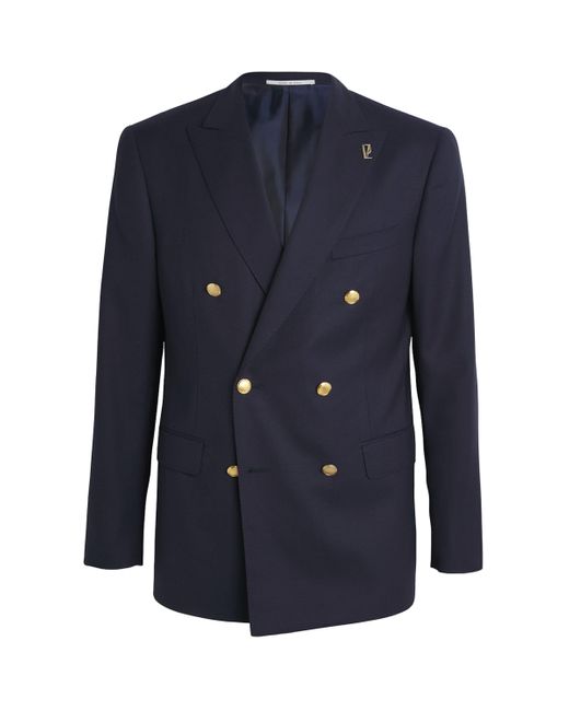 Pal Zileri Blue Wool Double-Breasted Vicenza Blazer for men