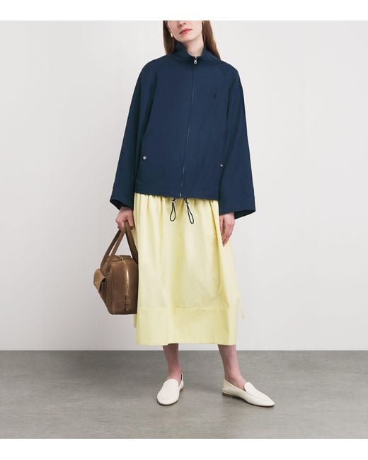 Sandro Blue Embroidered Logo Funnel-Neck Jacket