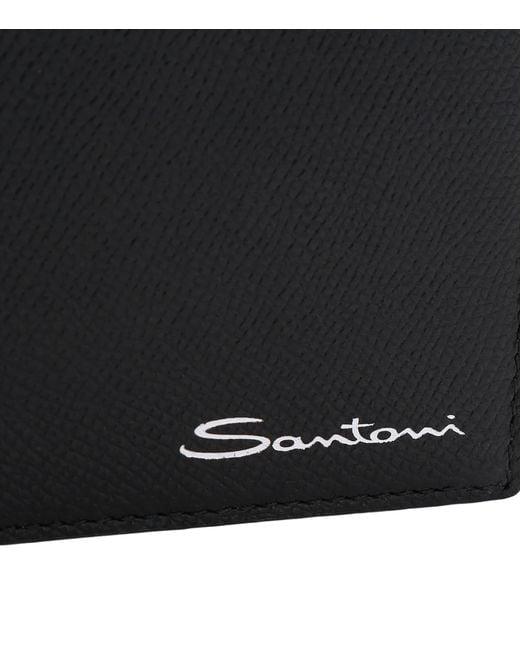 Santoni Black Textured Leather Wallet for men