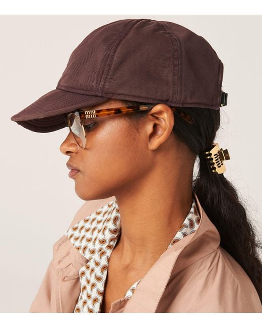 Miu Miu Red Drill Baseball Cap