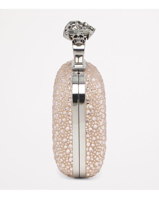Alexander McQueen Metallic Crystal Skull Four-Ring Clutch Bag