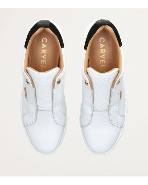 Carvela Kurt Geiger White Leather Connected Laceless Sneakers