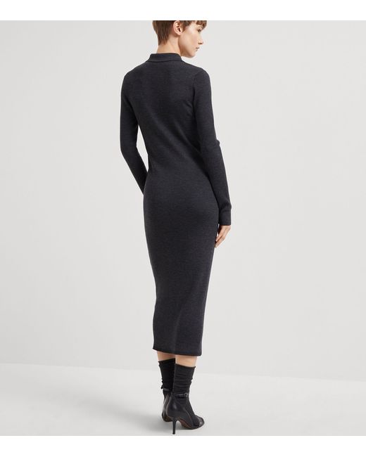 Brunello Cucinelli Black Virgin Wool-cashmere Midi Dress