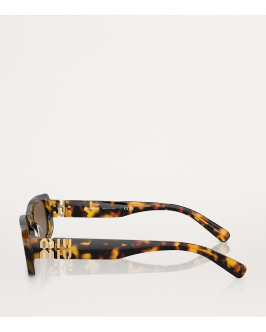 Miu Miu Brown Acetate Rectangular Sunglasses