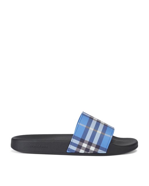 Burberry Blue Check Slides for men
