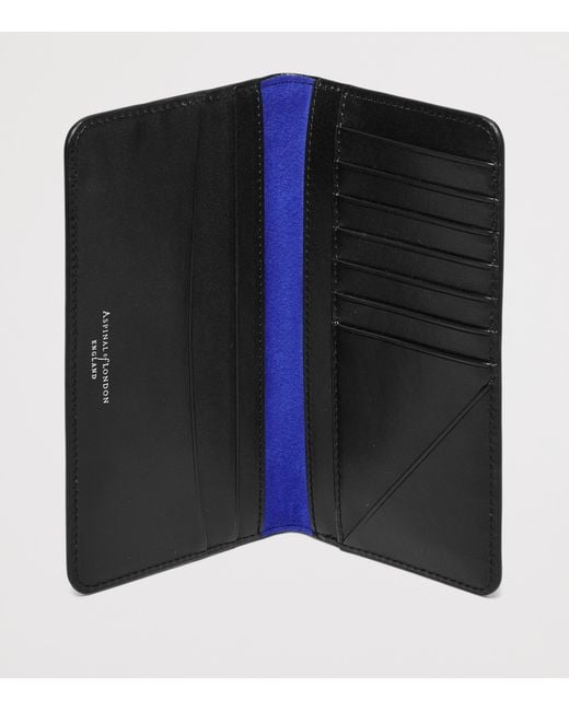 Aspinal Black Leather Long Wallet for men