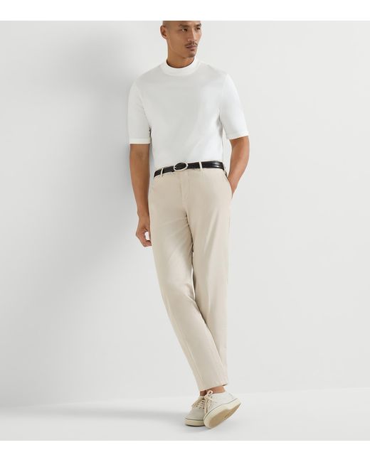 Brunello Cucinelli Natural Pima Cotton Comfort Gabardine Trousers for men