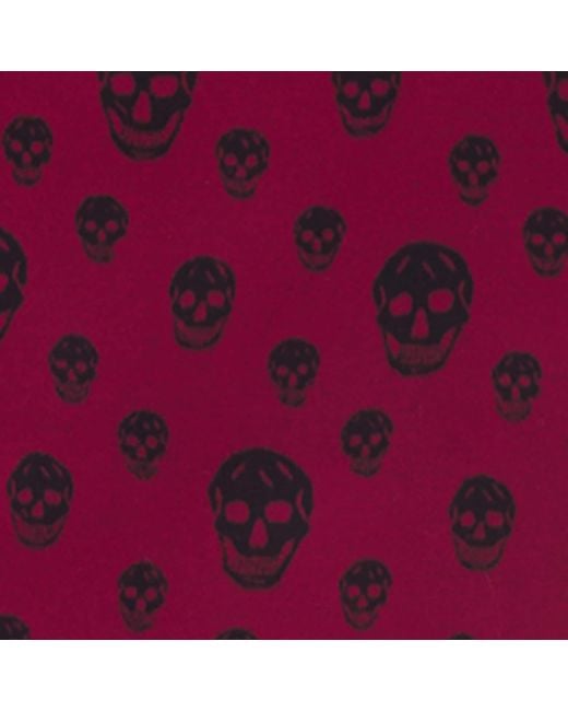 McQueen Purple Wool-Cashmere-Silk Skull Scarf
