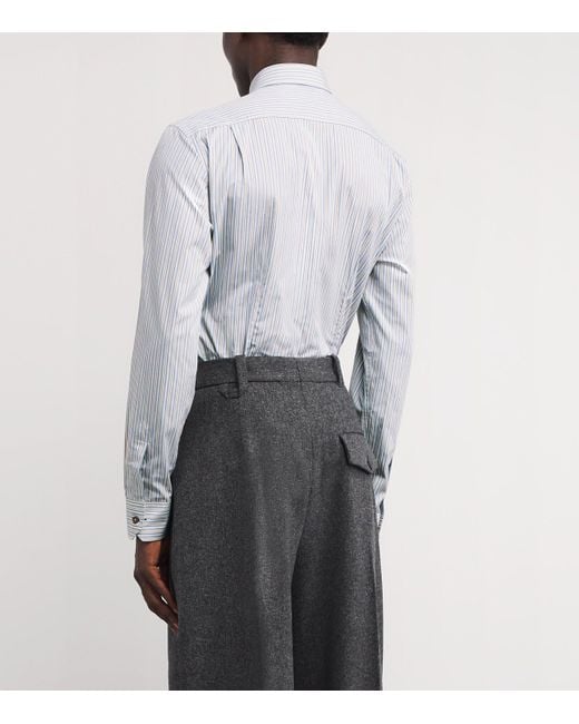 Paul Smith Gray Cotton Stripe Tailored Fit Shirt for men