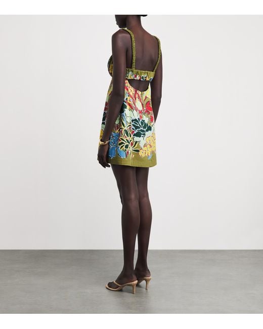 ALÉMAIS Green Cotton Floral Solstice Mini Dress