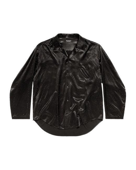 Balenciaga Black Rhinestone-Embellished Satin Shirt