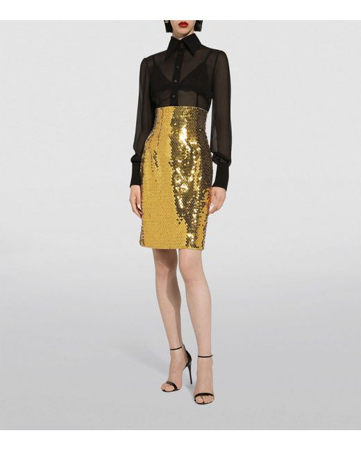 Dolce & Gabbana Metallic Sequinned Mini Skirt