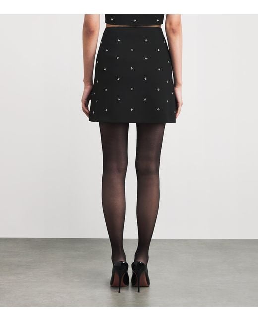 Sandro Black Rhinestone-Embellished Mini Skirt