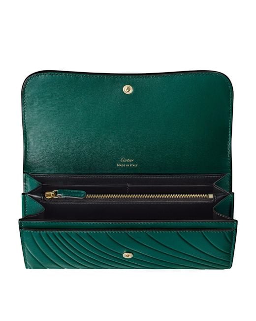 Cartier Green Leather Quilted Panthère De Wallet