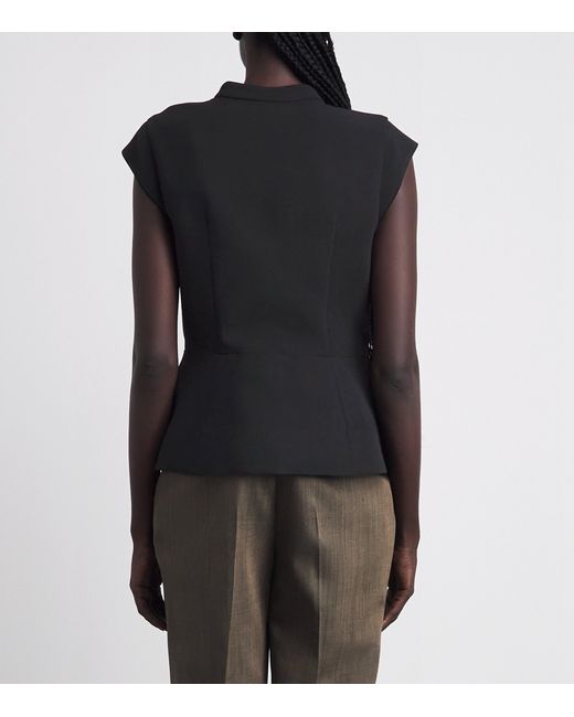 Sandro Black Button-Up Peplum Top