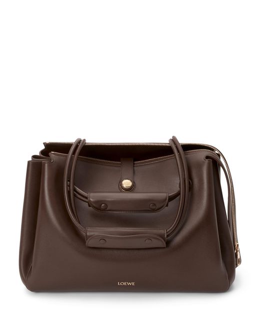 Loewe Brown Large Grained Leather Madrid Shoulder Bag