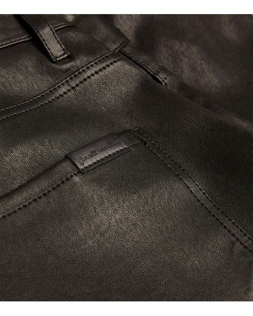 7 For All Mankind Black Leather Low-Rise Bootcut Jeans