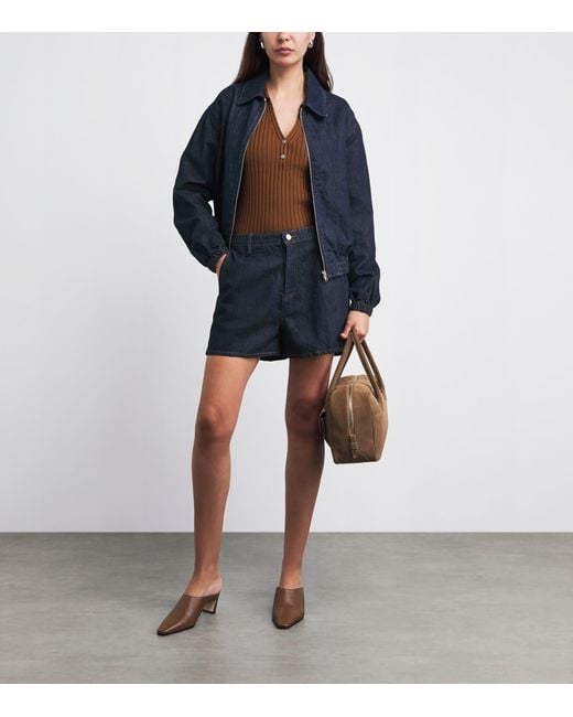 7 For All Mankind Blue Cotton-Linen Denim Jacket