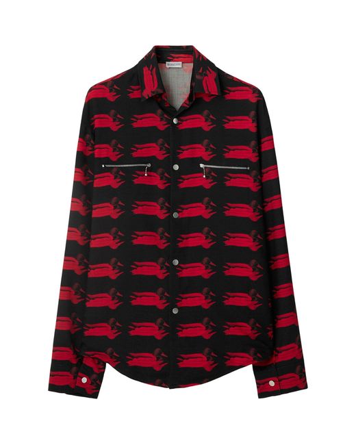 Burberry Red Wool Duck Print Shirt for men