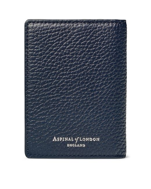 Aspinal Blue Leather Folded Card Holder for men