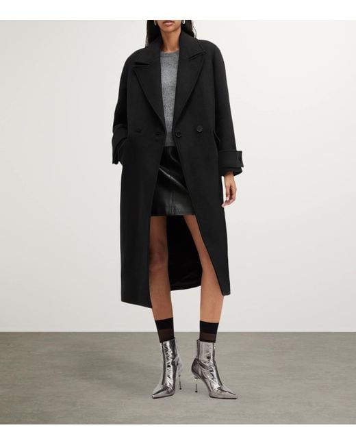 AllSaints Black Double-Breasted Mabel Coat
