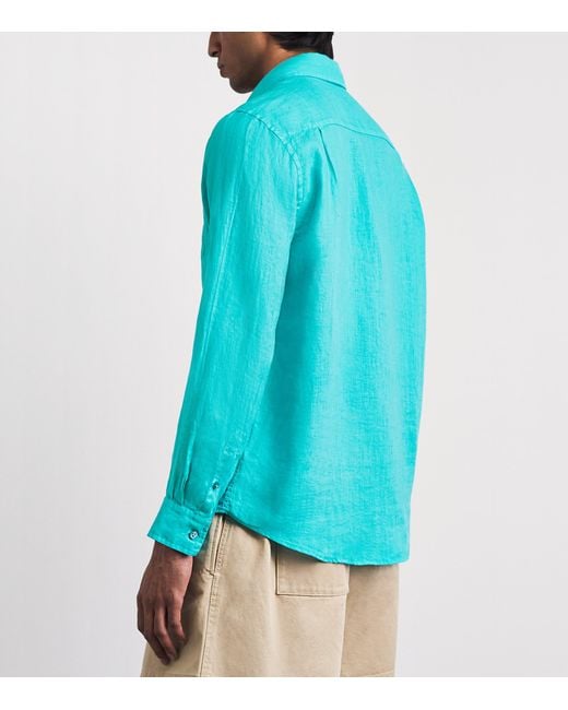 Vilebrequin Blue Linen Caroubis Shirt for men