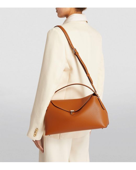 Totême  Brown Leather T-lock Top-handle Bag