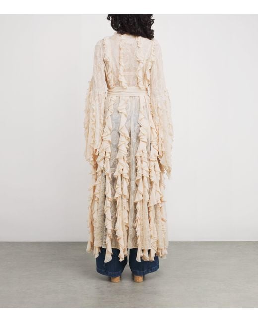 Alice + Olivia Natural Ruffle Cher Maxi Robe