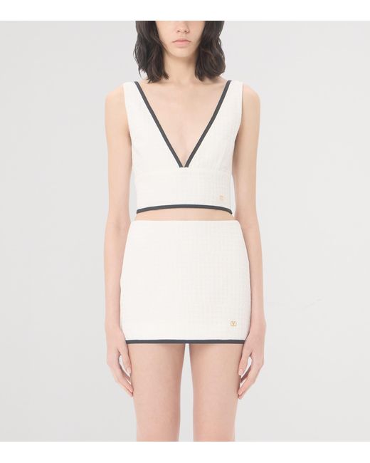 Valentino Natural Cotton V-Neck Crop Top