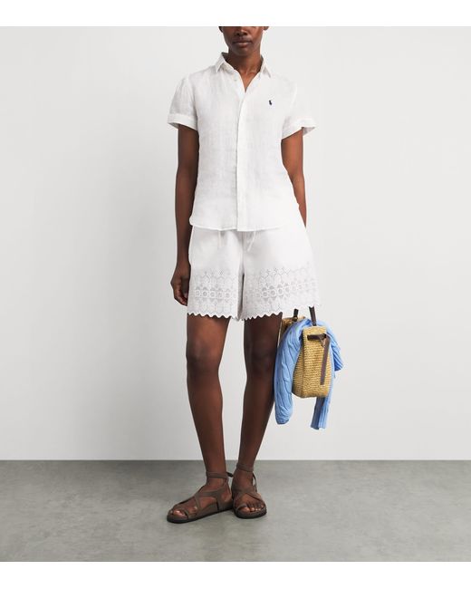 Polo Ralph Lauren White Linen Short-Sleeve Shirt