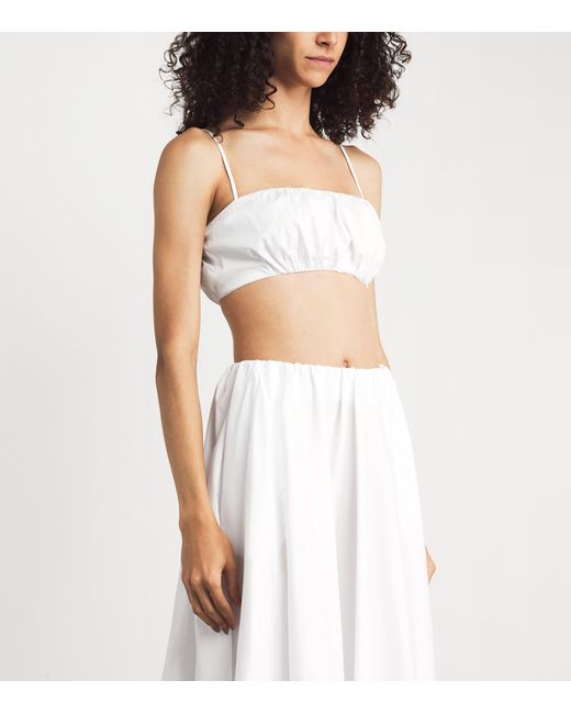 Staud White Stretch-Cotton Fiore Crop Top