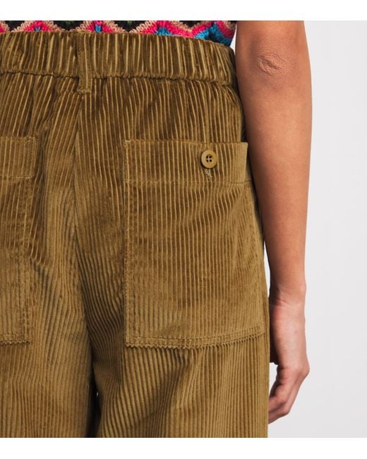 Weekend by Maxmara Green Corduroy Wide-Leg Trousers