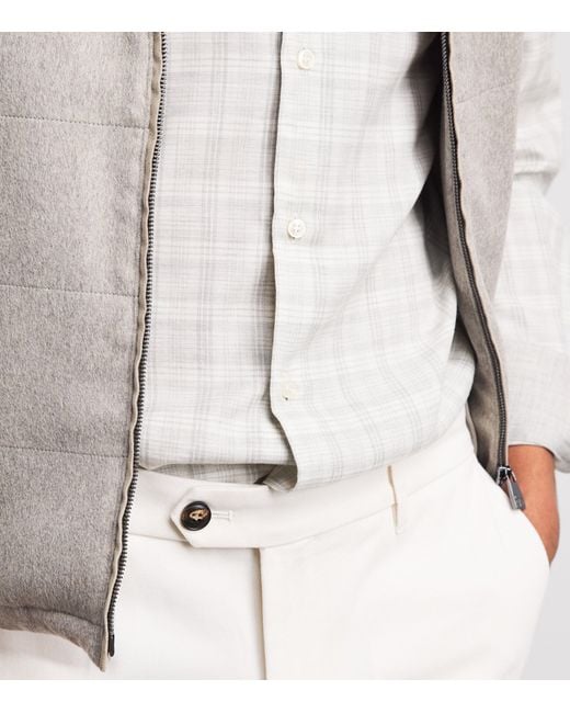 Paul & Shark White Cotton-Cashmere Check Shirt for men