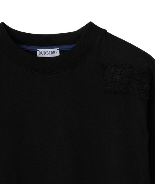 Burberry Black Cotton Embroidered-ekd T-shirt