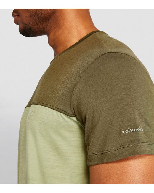 Icebreaker Green Merino Wool-blend Cool-lite T-shirt for men