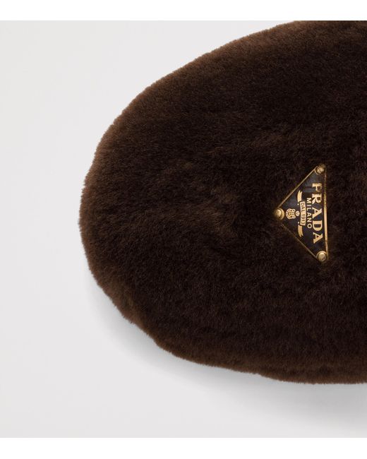 Prada Black Shearling Ballet Flats