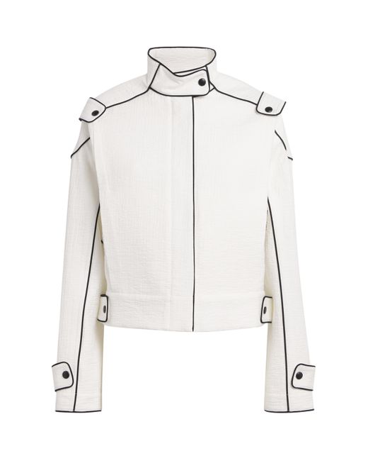 Tory Burch White Cotton Bomber Jacket