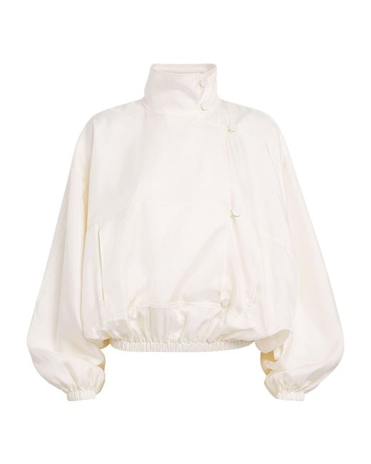 Rohe White Silk Blouson Anorak Blouse