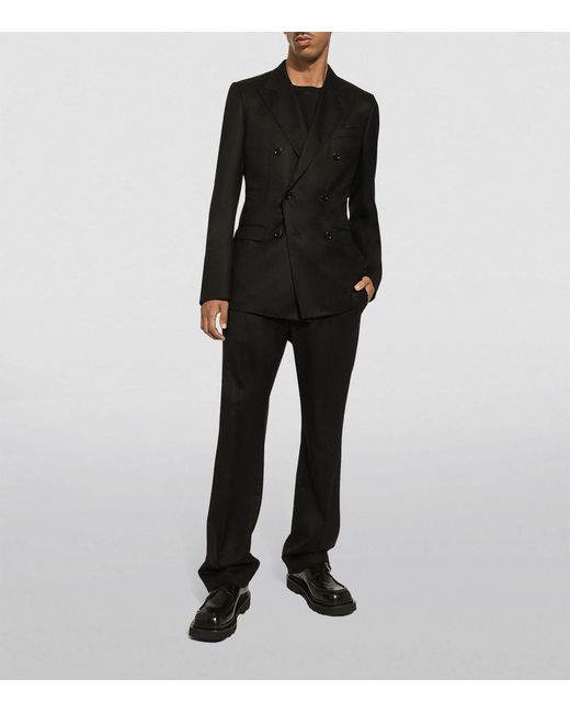 Dolce & Gabbana Black Virgin Wool Drawstring Trousers for men