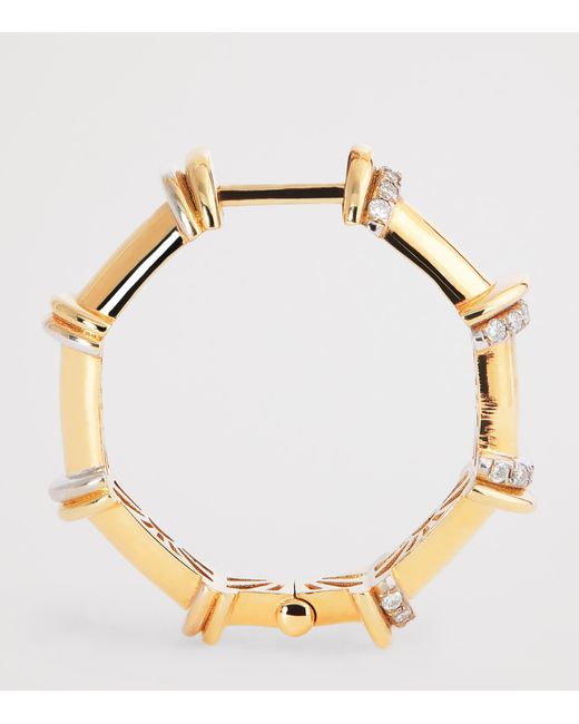L'Atelier Nawbar White And Diamond Warrior N*93 Hoop Earrings