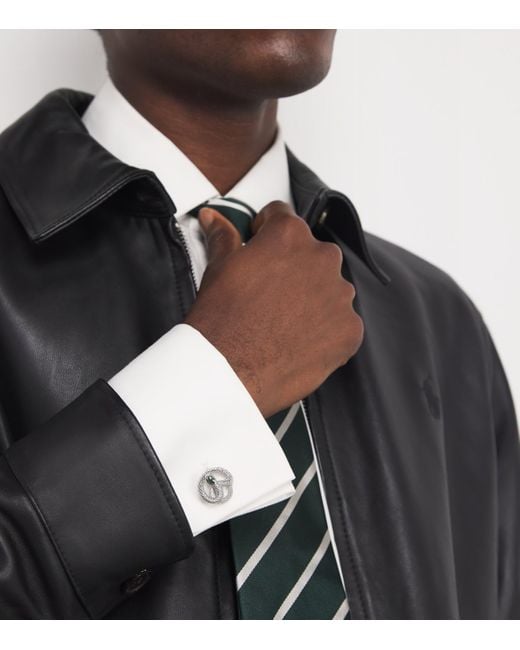 Tateossian Metallic Palladium Enamel-Detail Viper Cufflinks for men