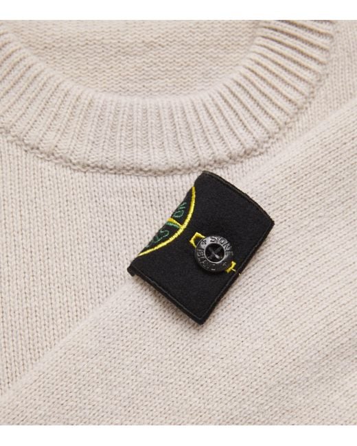 Stone Island White Lambswool-Blend Sweater for men